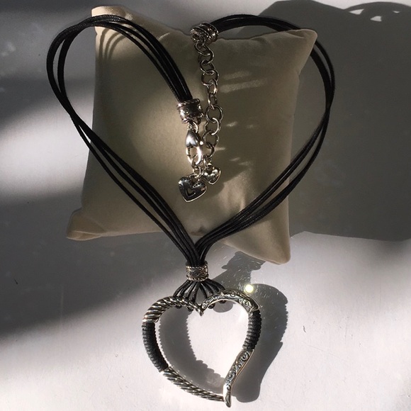 Brighton Heritage Heart Necklace Black & Silver - Picture 1 of 7